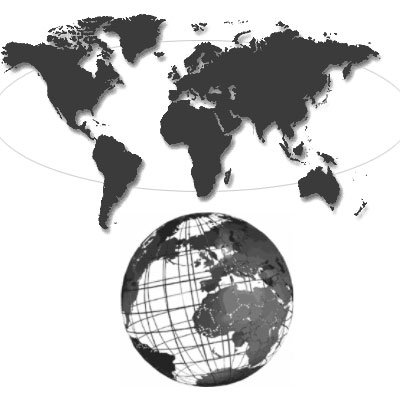 Кисти - карта мира и глобус