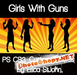 Фигуры для фотошоп - Девушки с оружием
