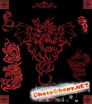 Кисти для фотошоп - Татуировки драконов
