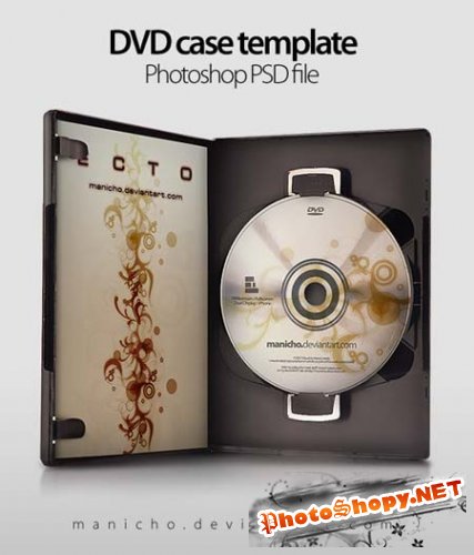 PSD Исходник для фотошоп - Открытый DVD кейс