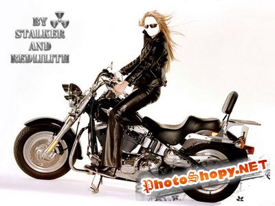 Шаблон для Photoshop - Девушка на мотоцикле