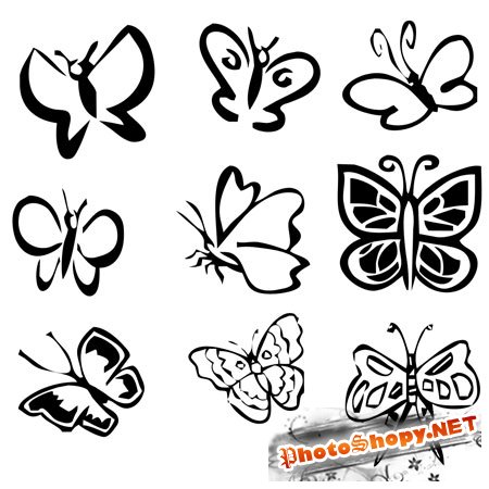 Фигуры для фотошопа - Весёлые бабочки