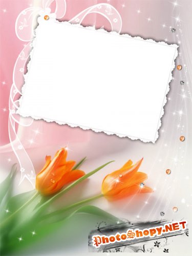 Рамка для фото - Свадебная с тюльпанами