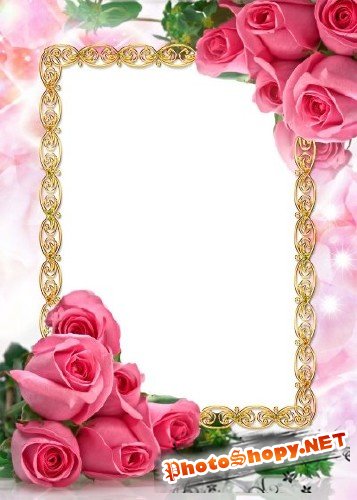 Рамка для фотошоп – Розовые розы