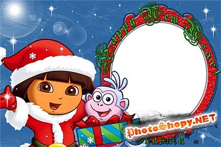 Детская  фоторамка   " Dora - happy new year"