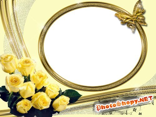 Рамка для фотошоп – Букет желтых роз