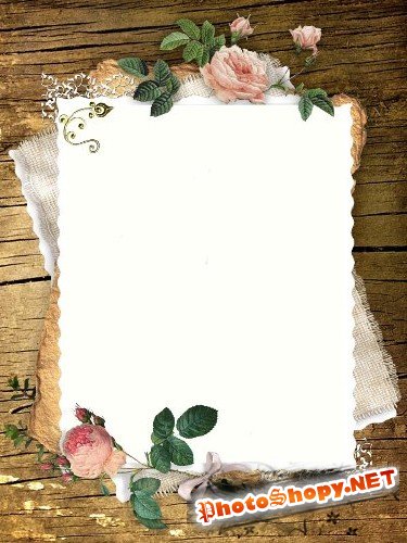 Рамка для фотошоп – Винтаж с розами