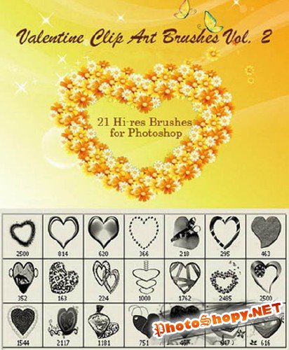 Valentine Clip Art Volume II - 21 Photoshop Heart Brushes
