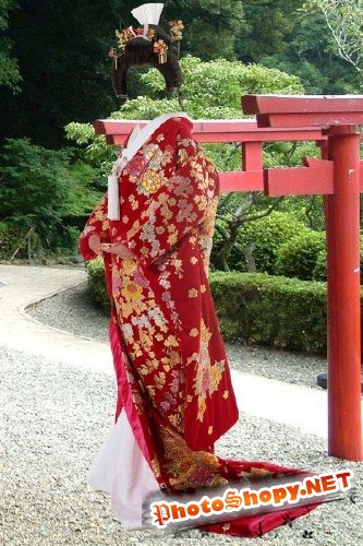 Шаблон для фотошоп – В праздничном кимоно