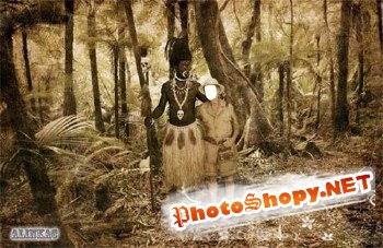 Шаблон для фотошоп - Я с вожаком племени Мумба-Юмба!