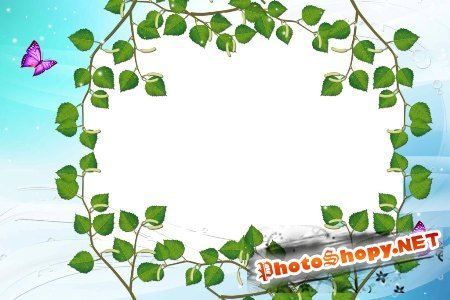 Рамка для фотошоп – В березовых листьях