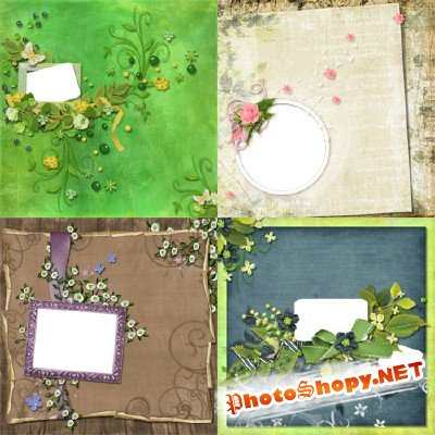 4 Floral Scrap-pages for processing photos