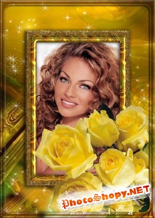 Фоторамка - Портрет с желтыми розами