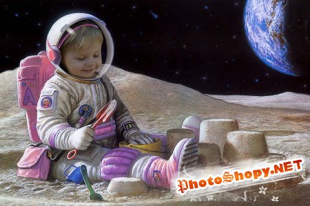 Шаблон для фотошоп – Лунный малыш