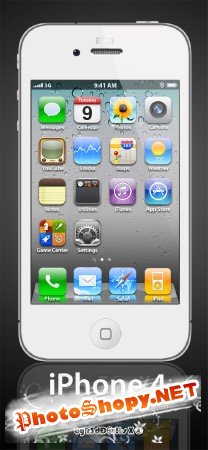 PSD Исходник - Телефон Apple iPhone 4 White