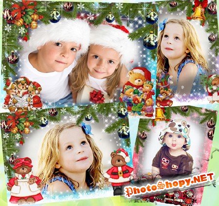 Детские Новогодние PSD Рамки для Фото - 1 часть