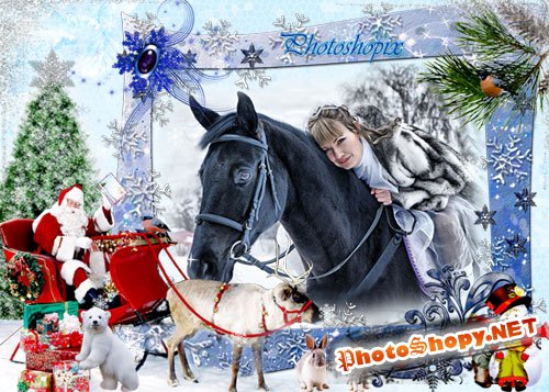Новогодняя рамка для Photoshop – Снежная зима