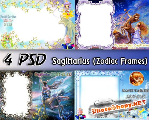 Frame-signs of the zodiac - Sagittarius (4 psd)