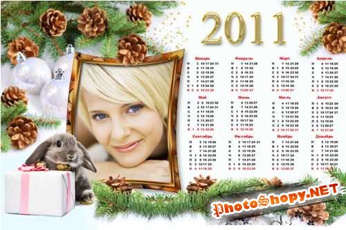 Рамка-календарь на 2011 год с кроликом