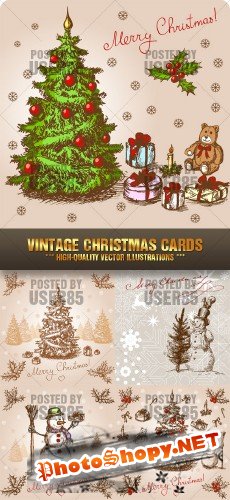 Новогодний винтажный клипарт | Vintage Christmas Cards