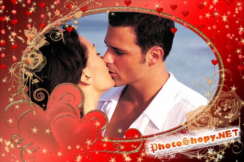 Романтическая рамочка для фото -Розы на сердце