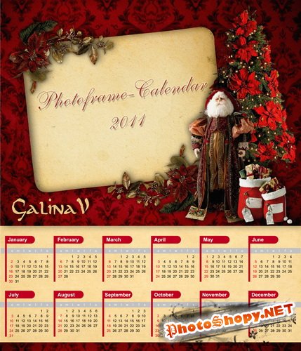 Рождественская фоторамка и календарь на 2011