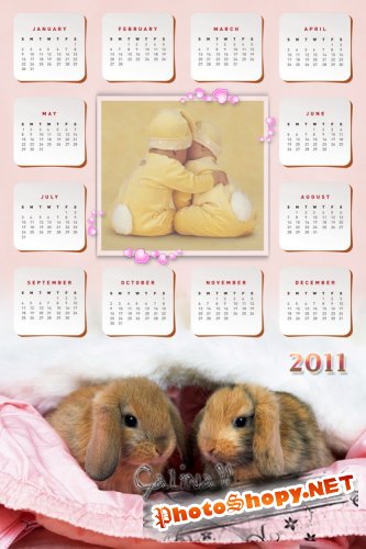 Фоторамка и календарь на 2011 - Кролики