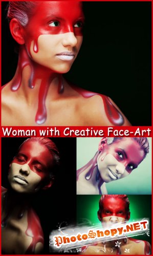 Woman with Creative Face-Art - Stock Photos