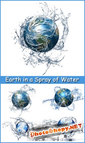 Earth in a Spray of Water - Stock Photos