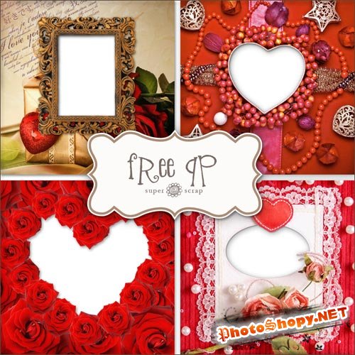 Романтические Скрап-странички (Рамки) Для Фото ко Дню Святого Валентина