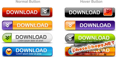Download buttons PSD pack