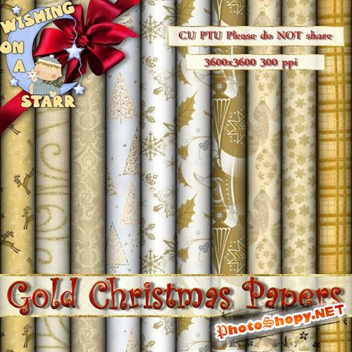 Scrpa-kit - Gold Christmas papers