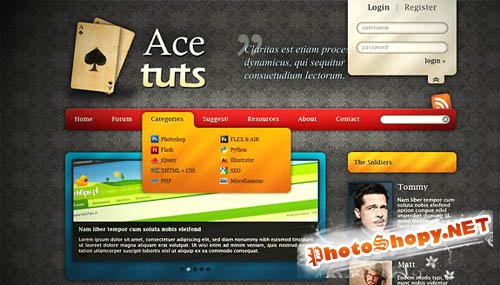 Ace Tuts Blog template (PSD)
