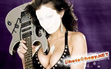 Шаблон для Фотошопа-Девушка с гитарой