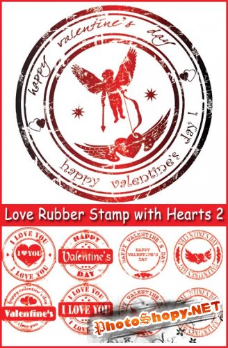 Love Rubber Stamp with Hearts 2 - Stock Vectors
