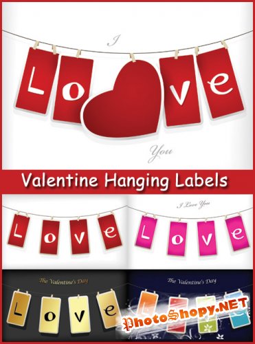Valentine Hanging Labels - Stock Vectors