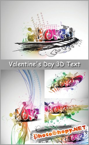 Abstract Valentine's Day 3D Text - Stock Vectors