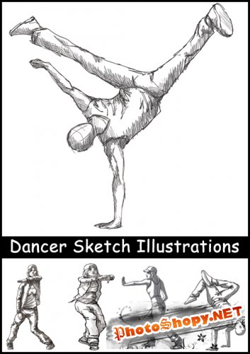 Dancer Sketch Illustrations - Stock Vectors