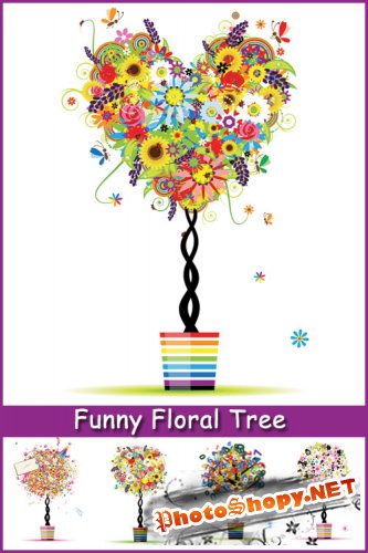 Funny Floral Tree - Stock Vectors