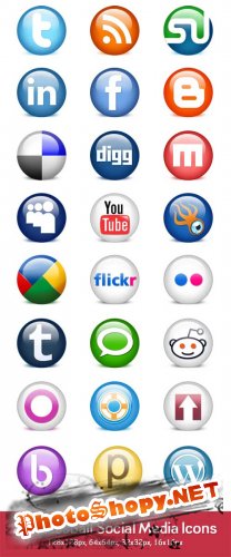 24 social media icons (PSD & PNG)