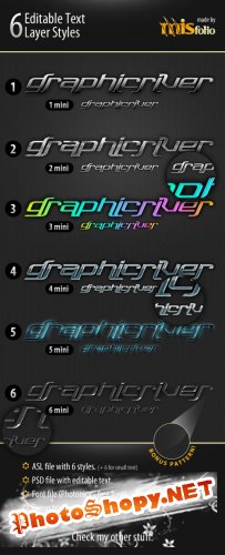 6 Editable Text Layer Styles [GraphicRiver]
