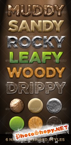 GraphicRiver 6 Nature Styles - Dirt, Stone, Wood, Plant, Water