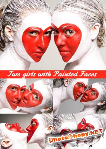 Two girls with Painted Faces - Stock Photos