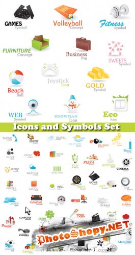 Icons and Symbols Set - Stock Vectors