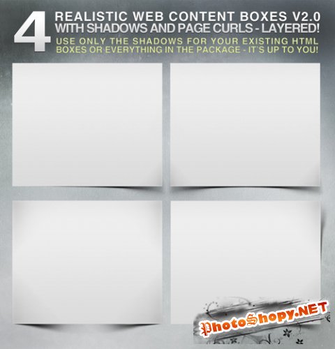 GraphicRiver 4 Realistic Web Content Boxes, Shadows & Pagecurls