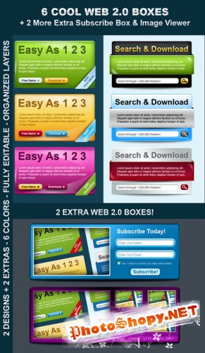 Sleek & Cool Web Boxes + 2 More Extras! - GraphicRiver