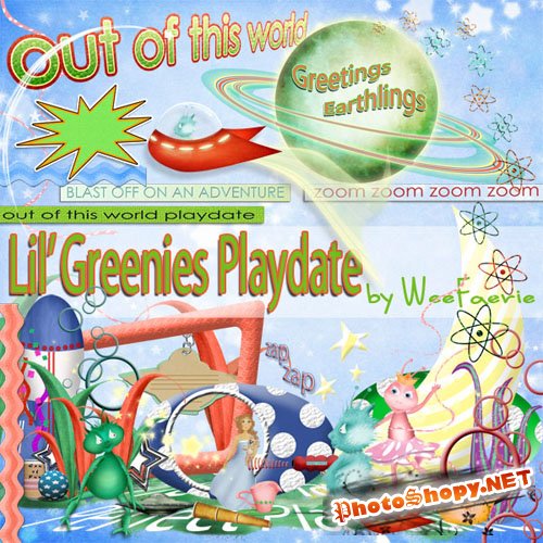 Scrap-set - Lil' Greenie's Playdate Elements