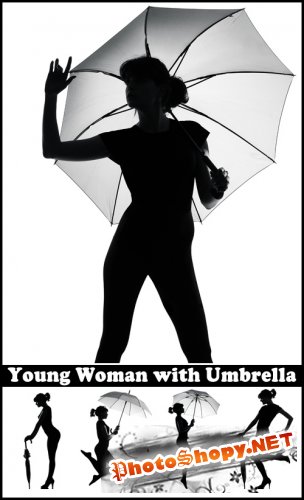 Young Woman with Umbrella - Stock Photos