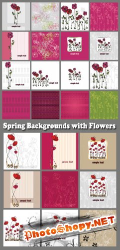 Spring Backgrounds with Flowers - Stock Vectors