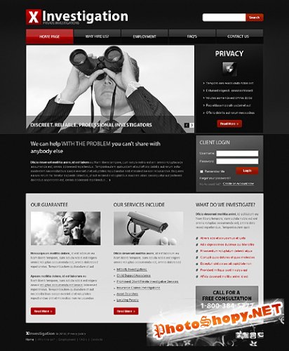 X Investigations Free Website Template